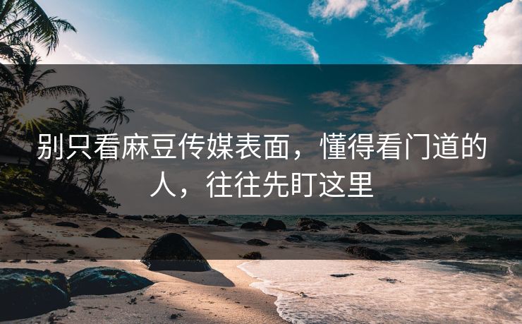 别只看麻豆传媒表面，懂得看门道的人，往往先盯这里