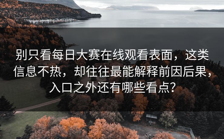 别只看每日大赛在线观看表面，这类信息不热，却往往最能解释前因后果，入口之外还有哪些看点？