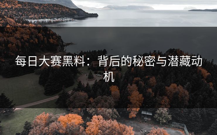 每日大赛黑料:背后的秘密与潜藏动机